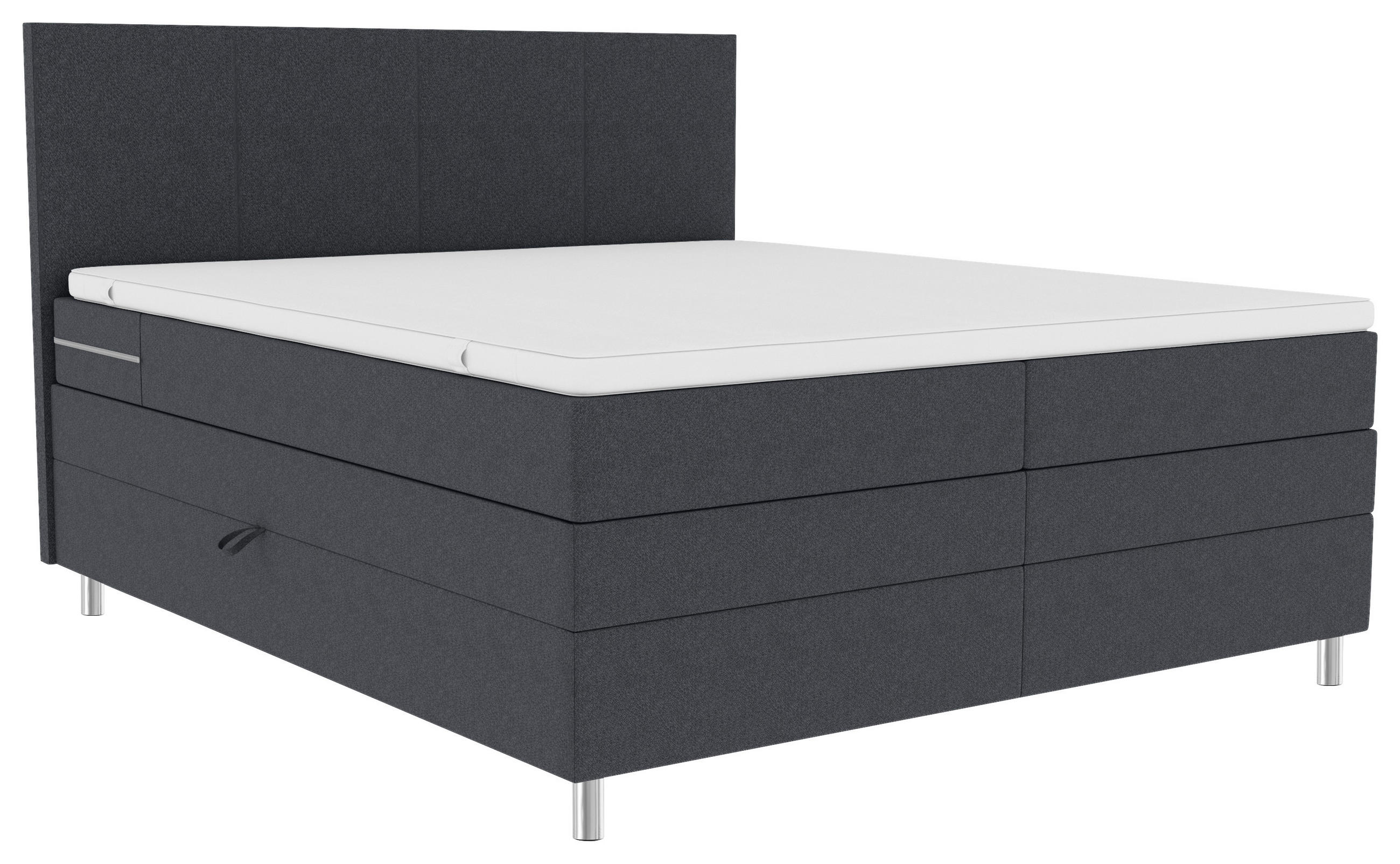 BOXSPRINGBETT 180/200 cm  in Anthrazit  - Chromfarben/Anthrazit, KONVENTIONELL, Kunststoff/Textil (180/200cm) - Boxxx