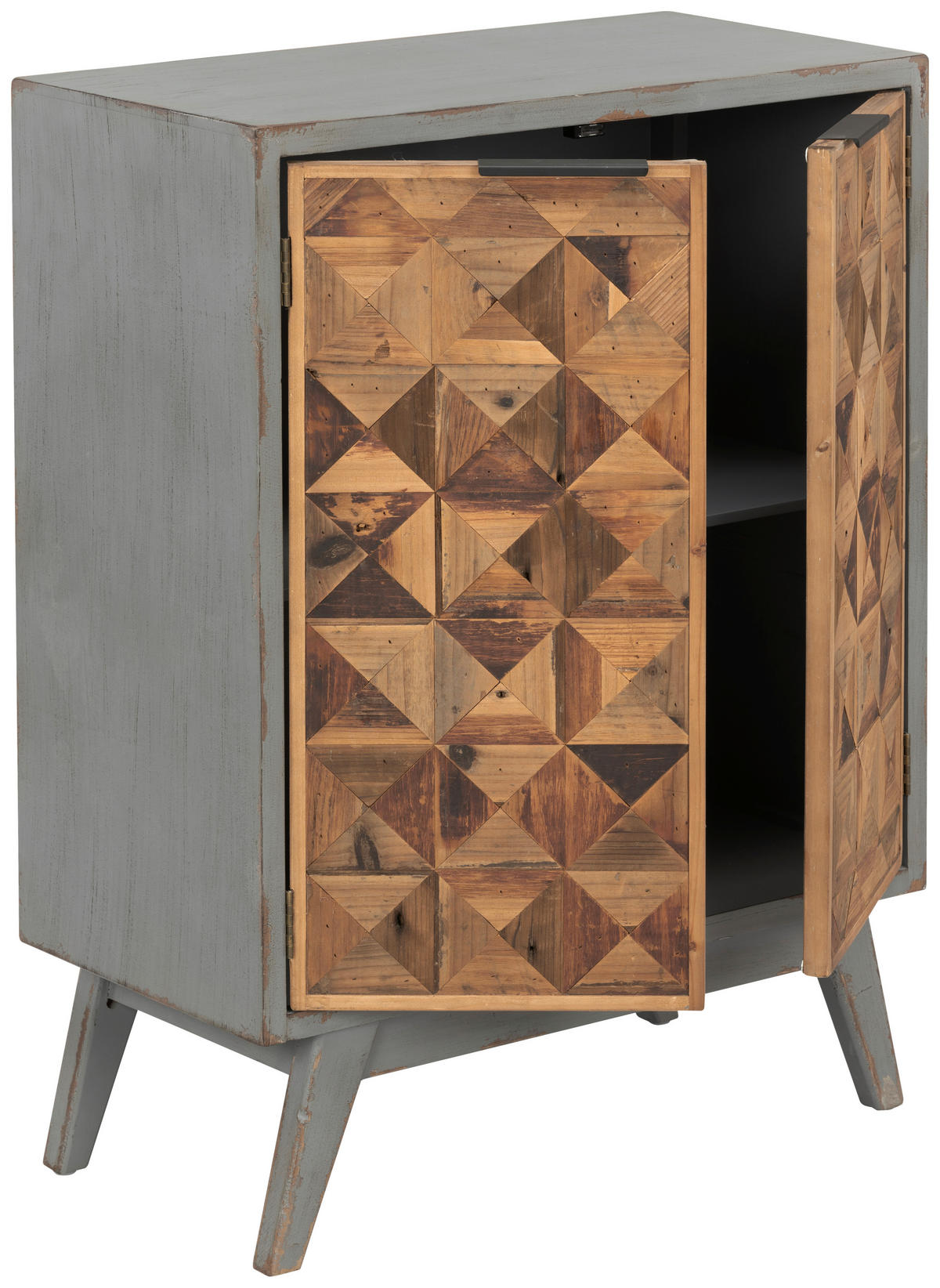 SCHUHSCHRANK Tanne massiv Grau, Naturfarben  - Schwarz/Naturfarben, KONVENTIONELL, Holz/Holzwerkstoff (64.5/86/33.5cm) - Livetastic