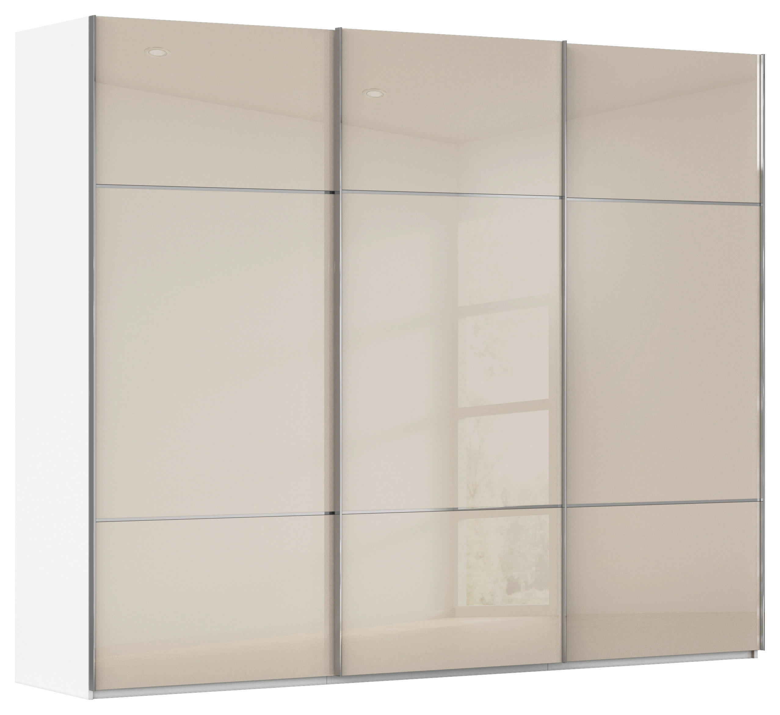 SCHWEBETÜRENSCHRANK Weiss, Champagner  - Chromfarben/Weiss, Konventionell, Glas/Holzwerkstoff (271/223/68cm) - Novel