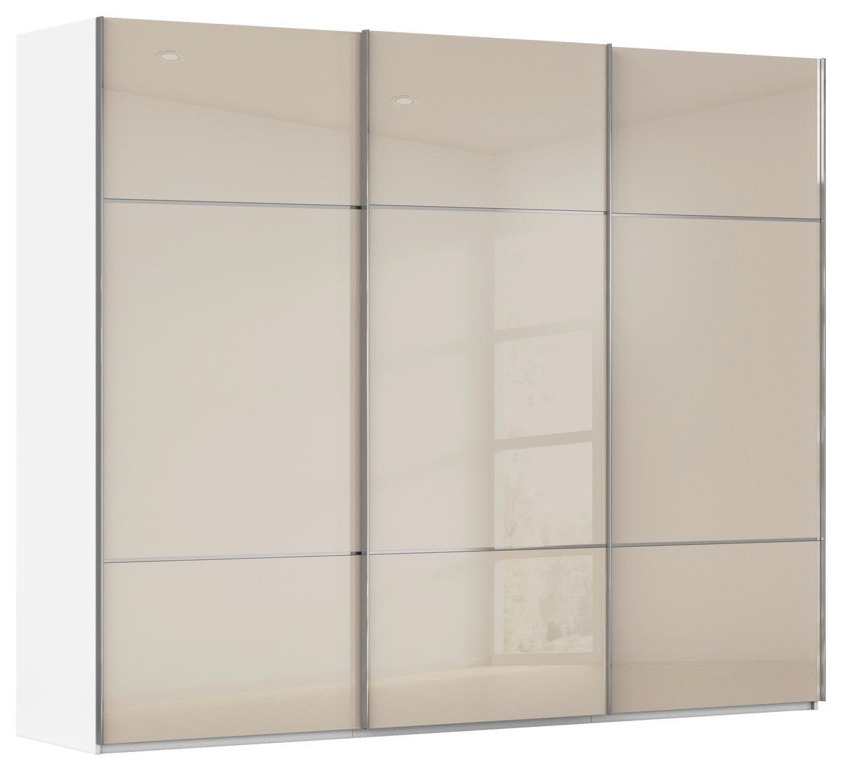 SCHWEBETÜRENSCHRANK Weiss, Champagner  - Chromfarben/Weiss, Konventionell, Glas/Holzwerkstoff (301/223/68cm) - Novel