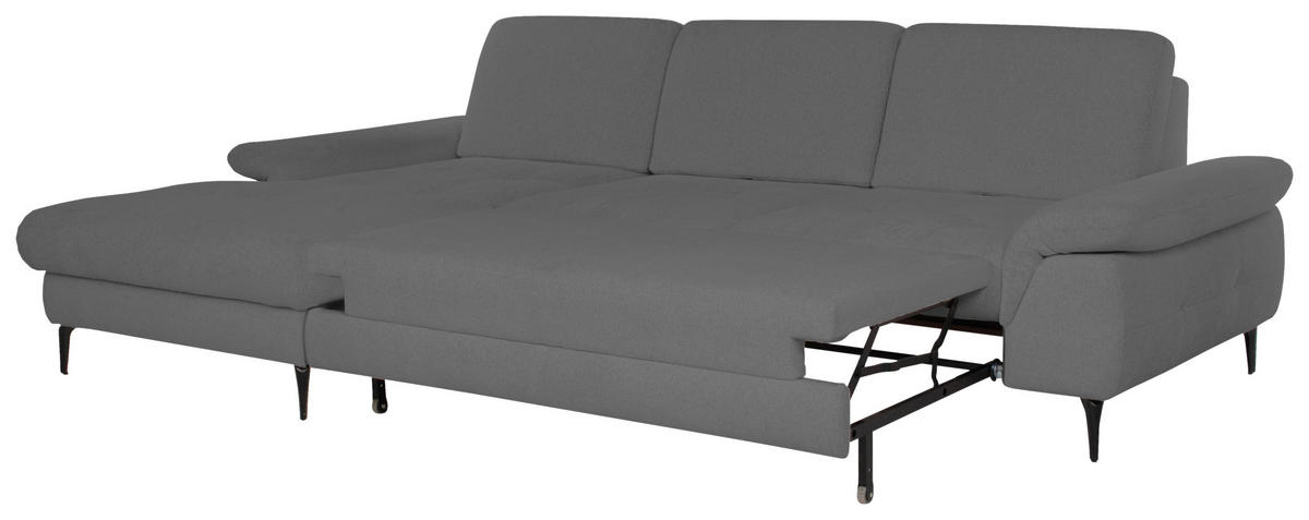 ECKSOFA ALMA in Chenille Dunkelgrau  191/285 cm  - Dunkelgrau/Schwarz, Design, Textil/Metall (191/285cm) - Livetastic