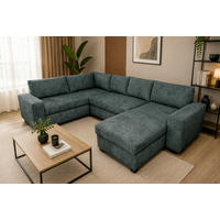 WOHNLANDSCHAFT VALERI Dunkelgrau Chenille  - Dunkelgrau/Schwarz, Design, Kunststoff/Textil (208/305/157cm) - MID.YOU