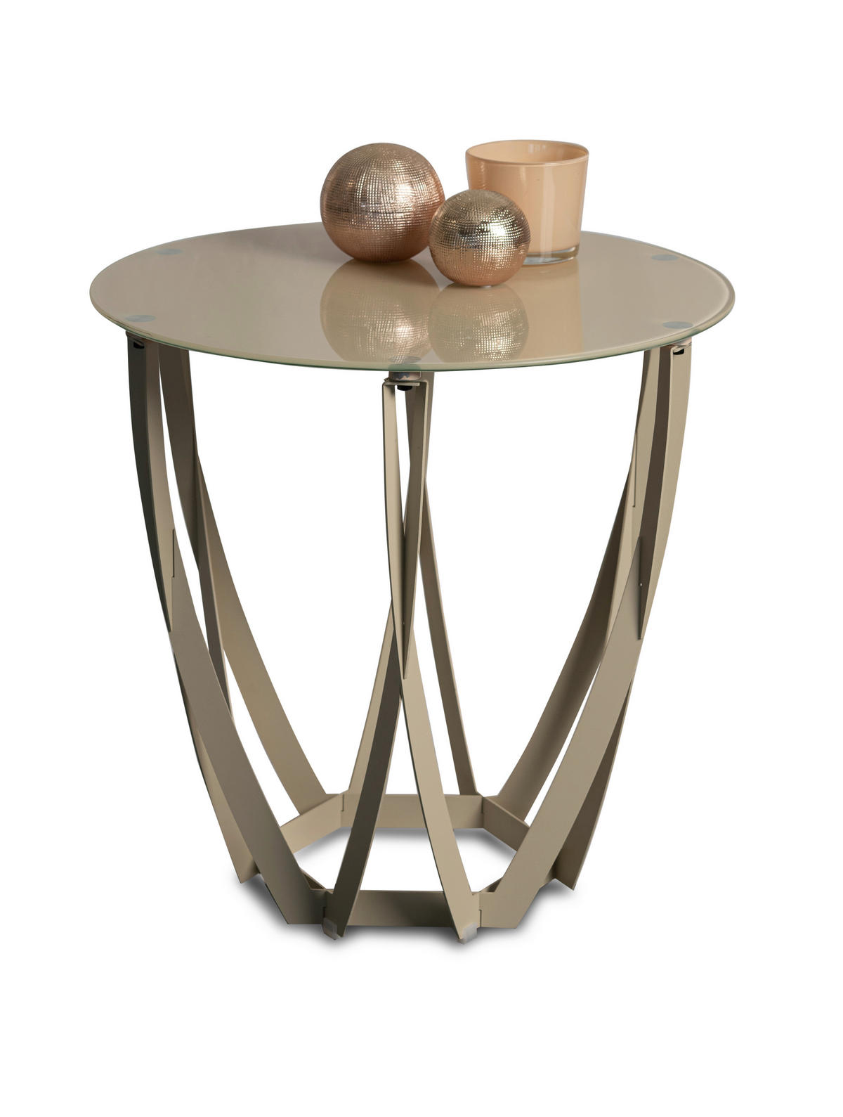 BEISTELLTISCH 50/50/50 cm Creme rund  - Creme, Basics, Glas/Metall (50/50/50cm) - Xora