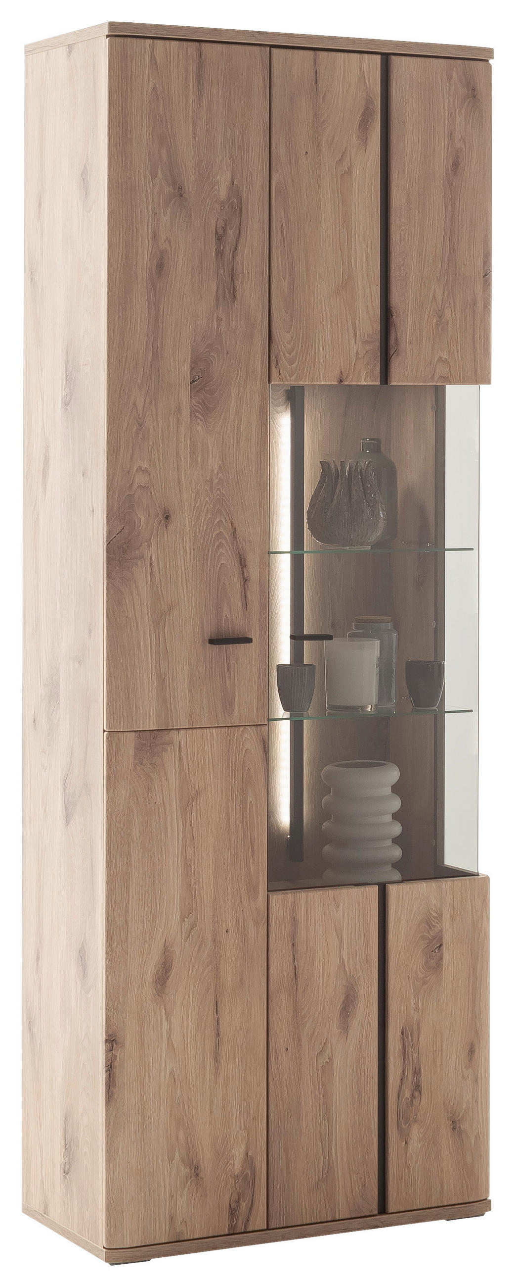 VITRINE Anthrazit, Eichefarben  75/207/38 cm  - Eichefarben/Anthrazit, Konventionell, Glas/Holzwerkstoff (75/207/38cm) - Cantus