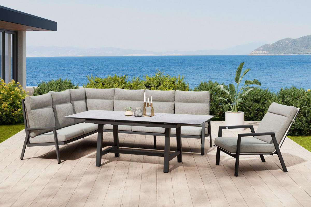 LOUNGETISCH 150-210/89/72 cm Metall, Kunststoff Anthrazit, Grau rechteckig  - Anthrazit/Grau, Design, Kunststoff/Metall (150-210/89/72cm) - Amatio