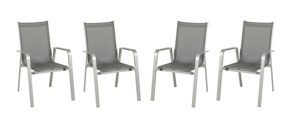 STAPELSESSEL in Metall, Textil Graphitfarben, Platinfarben  - Platinfarben/Graphitfarben, Basics, Textil/Metall (69/97/62cm) - Acamp