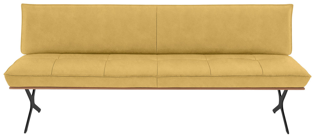 SITZBANK 214/88/66 cm  in Gelb, Schwarz  - Gelb/Schwarz, Design, Leder/Holz (214/88/66cm) - Koinor
