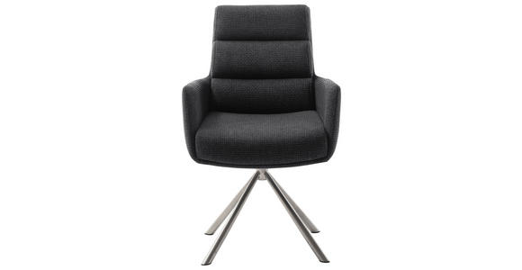 ARMLEHNSTUHL in Edelstahl Webstoff - Edelstahlfarben/Anthrazit, Design, Textil/Metall (61/90/64cm) - Dieter Knoll