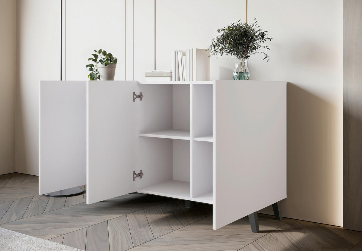 SIDEBOARD 120/76/39 cm  - vit/svart, Design, trämaterial/plast (120/76/39cm) - Livetastic