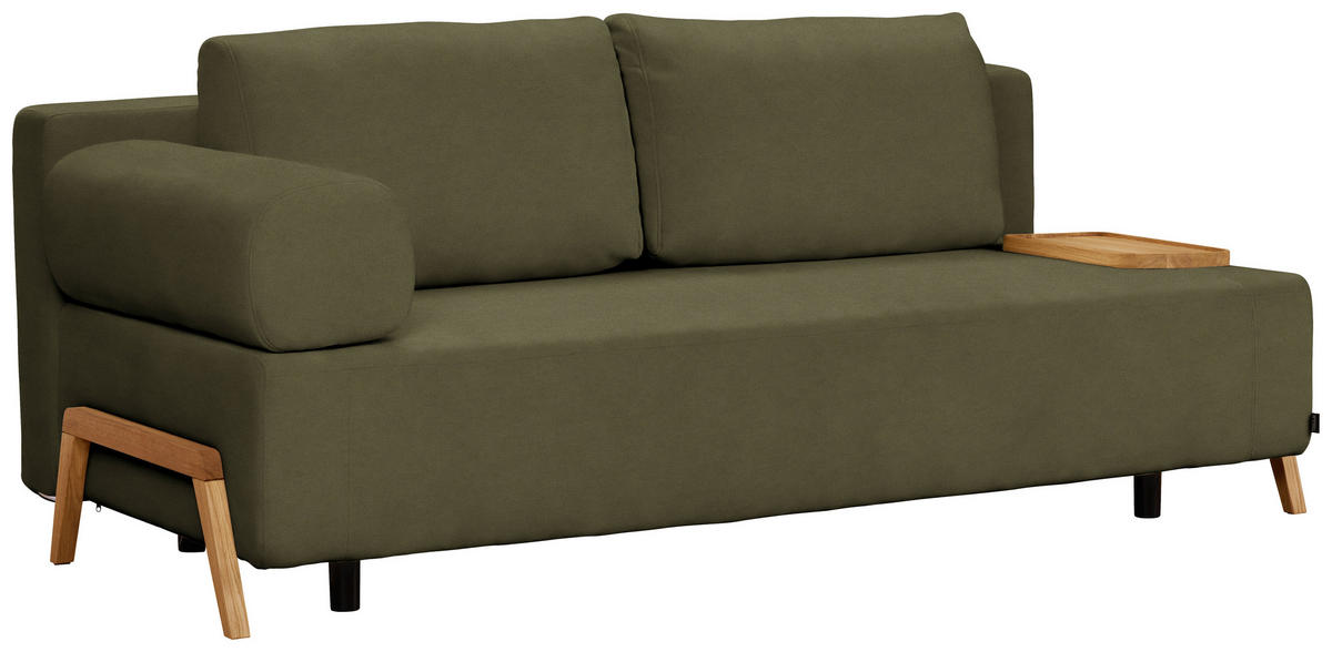 SCHLAFSOFA in Holz, Textil Olivgrün  - Naturfarben/Olivgrün, Design, Holz/Textil (211/88/102cm) - Niels Andersson