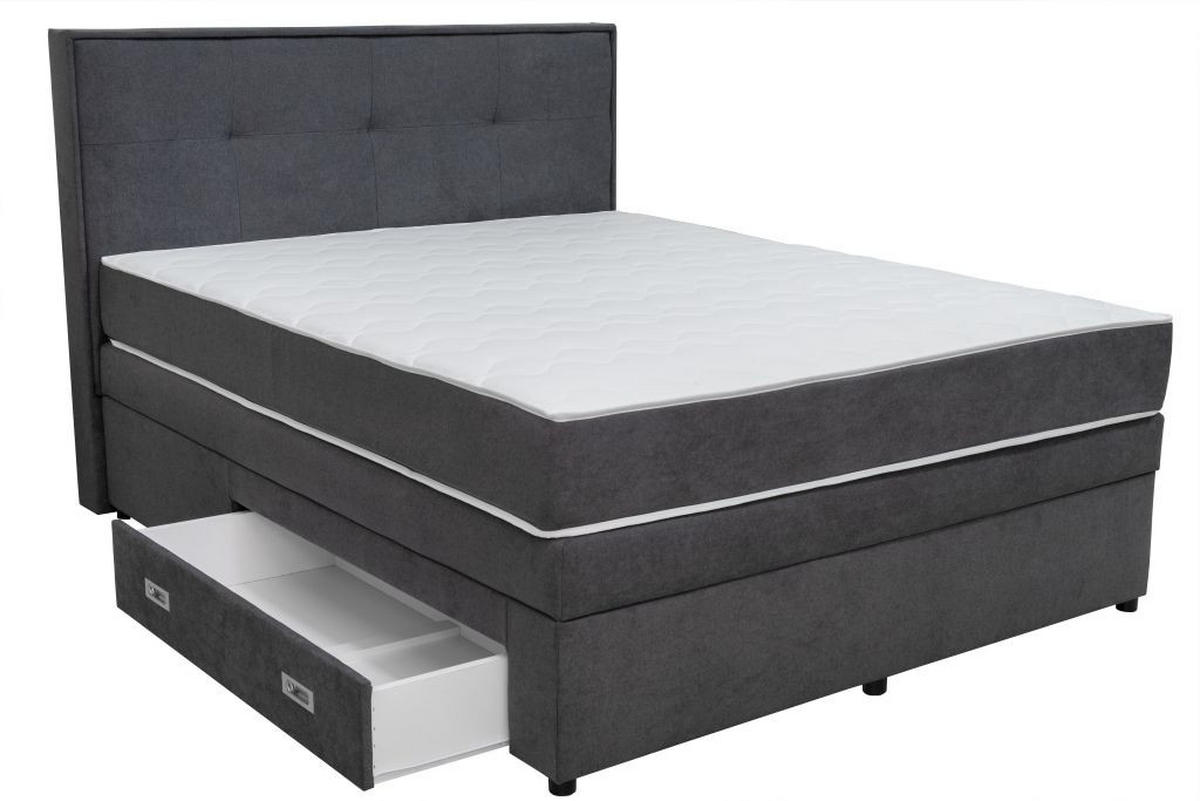 POSTEL BOXSPRING, 160/200 cm, tmavě šedá - černá/tmavě šedá, Moderní, dřevo/kompozitní dřevo (160/200cm) - Hom`in