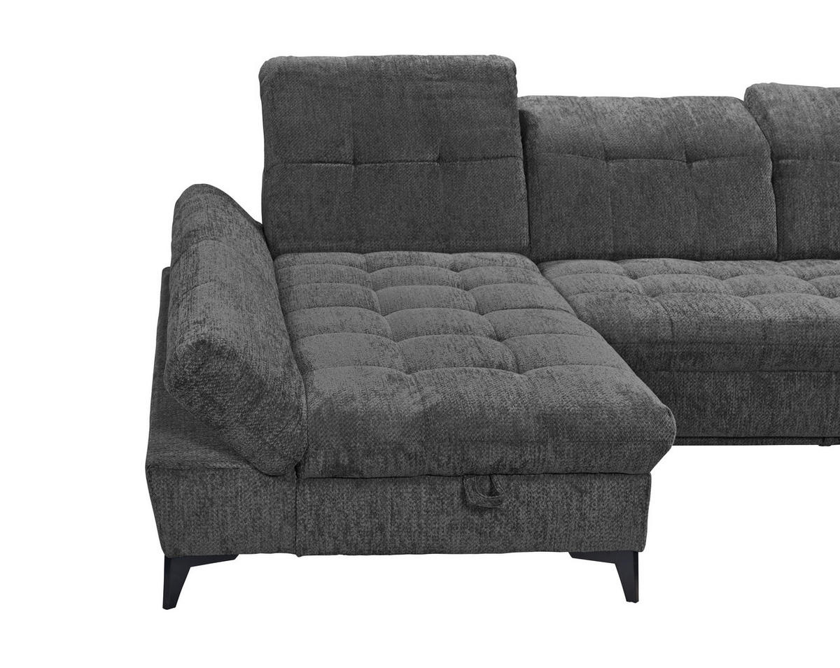 WOHNLANDSCHAFT MERCY Graphitfarben Mikrovelours  - Schwarz/Graphitfarben, MODERN, Kunststoff/Textil (169/348/245cm) - MID.YOU