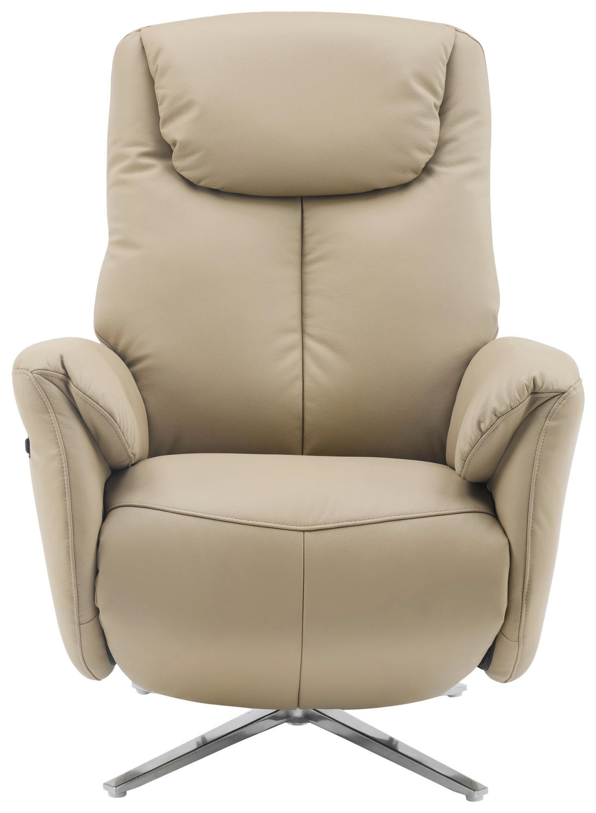 MASSAGESESSEL Echtleder Lederlook Taupe    - Taupe/Chromfarben, Design, Leder/Textil (79/110/85cm) - Livetastic