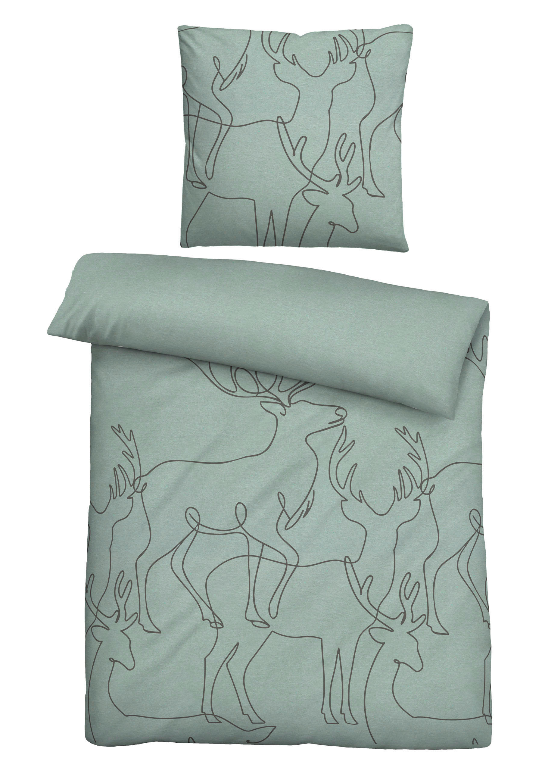 BETTWÄSCHE Flanell 155/220 cm  - Waldgrün, Design, Textil (155/220cm) - Novel