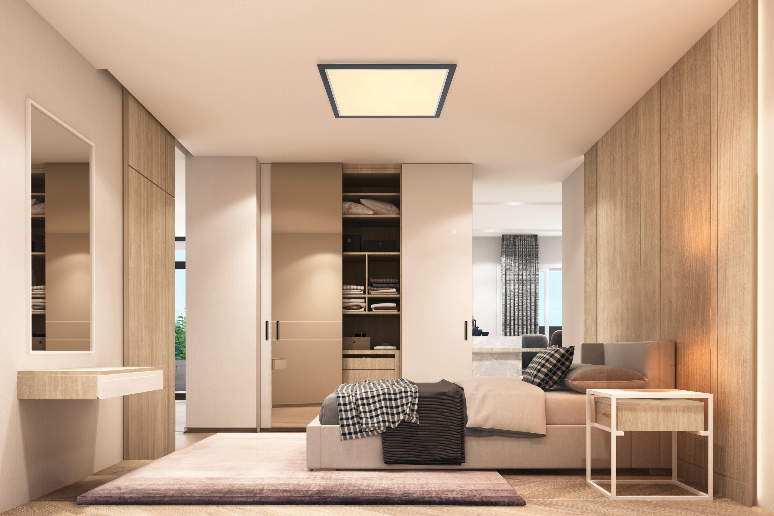 LED-DECKENLEUCHTE    44,5/44,5/6 cm  - Chromfarben/Weiss, Konventionell, Kunststoff/Metall (44,5/44,5/6cm) - Globo