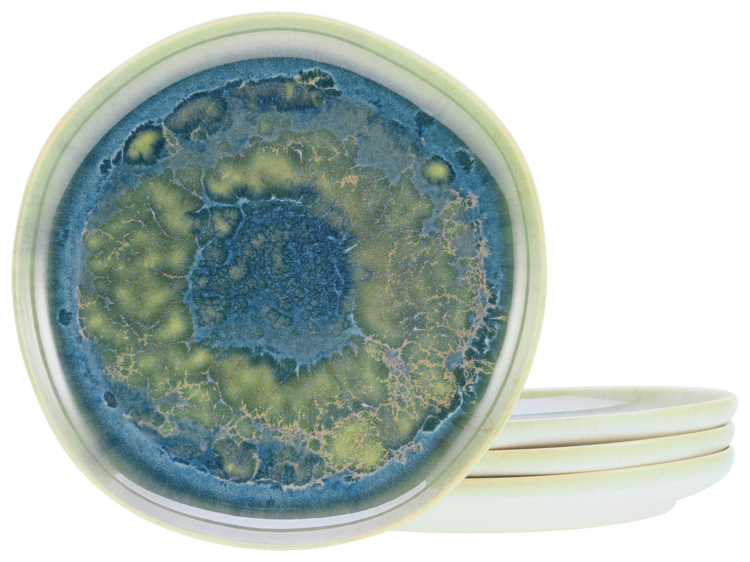 DESSERTTELLERSET YUKI 4-teilig  - Blau/Grün, Basics, Keramik (22cm) - Creatable