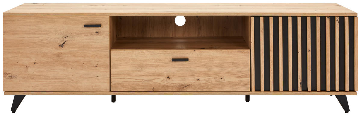 TV-BÄNK 170/40/49 cm  - svart/ekfärgad, Lifestyle, metall/trämaterial (170/40/49cm) - MID.YOU