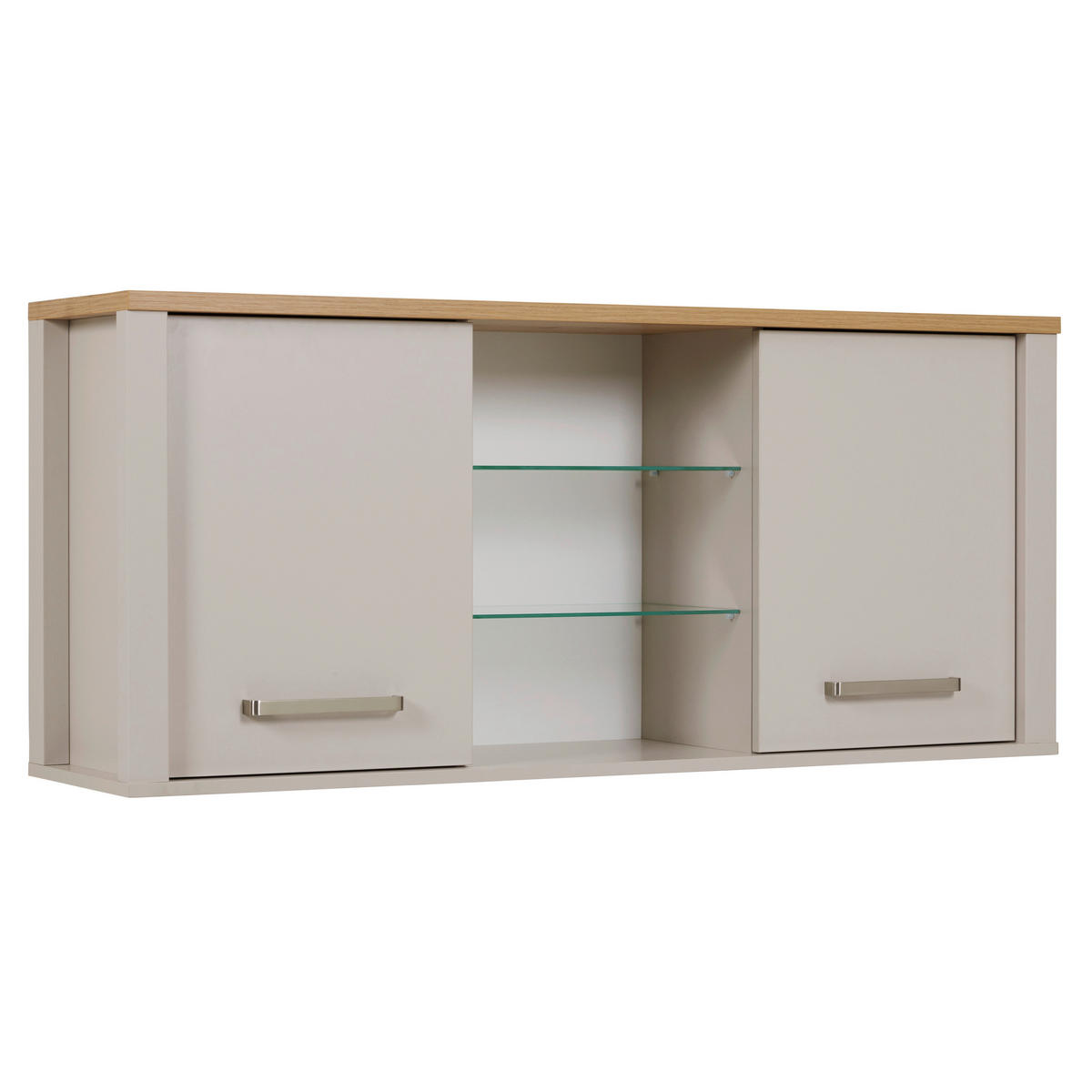 VISEČA OMARA 130,3/57,5/33 cm  - srebrne barve/kašmir, Moderno, kovina/steklo (130,3/57,5/33cm) - Xora