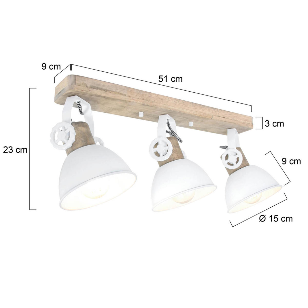 DECKENSPOTS 59/19/23 cm   - Anthrazit/Kupferfarben, Trend, Holz/Metall (59/19/23cm)