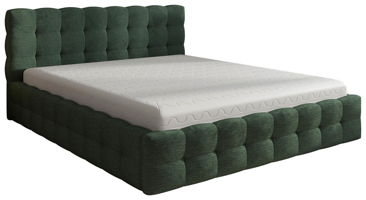 POLSTERBETT 180/200 cm,  in Waldgrün, gepolstertes Kopfteil, Bettkasten,  - Waldgrün/Schwarz, MODERN, Holz/Kunststoff (180/200cm) - Chameo