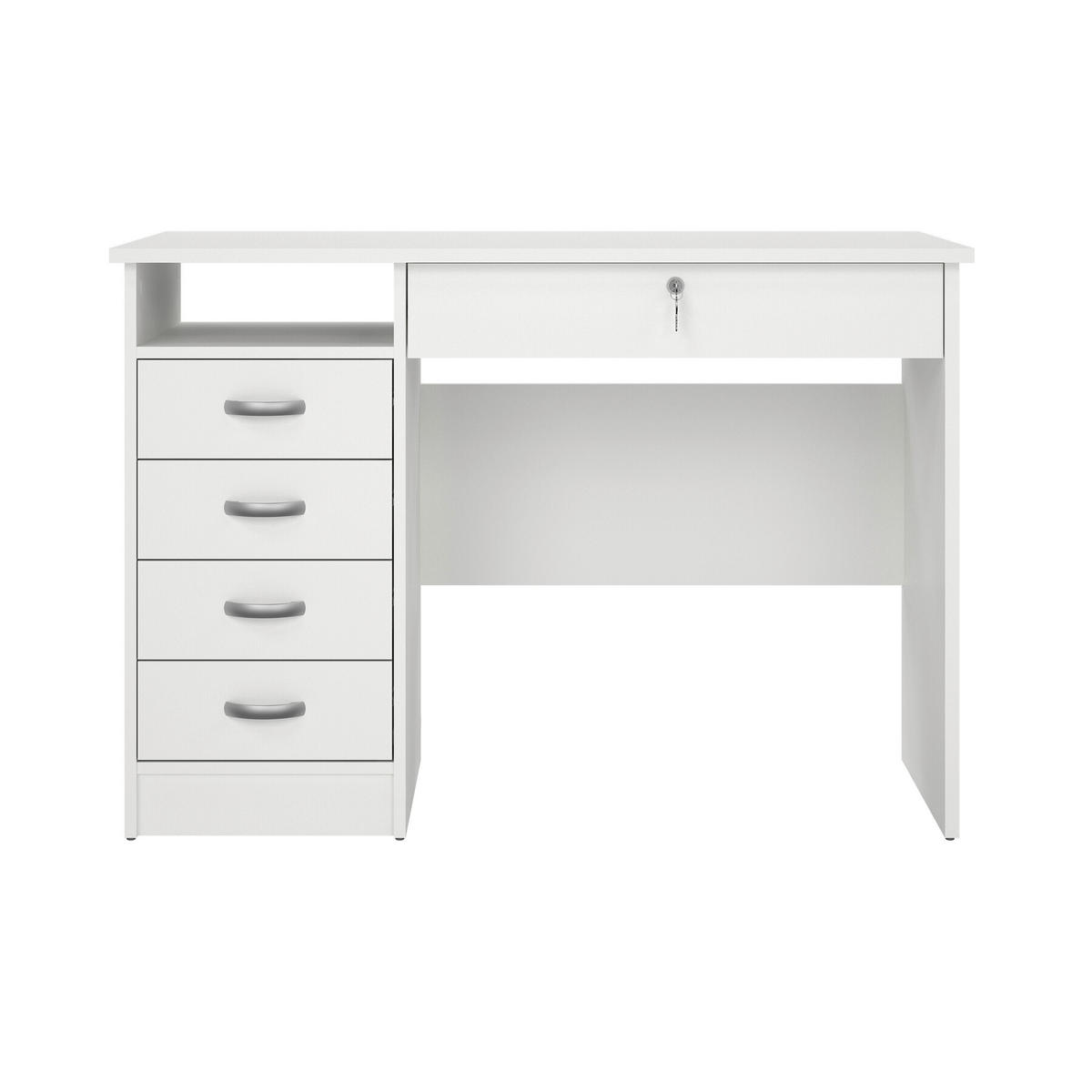 SCHREIBTISCH 109,3/48,5/75,6 cm  in Weiß  - Silberfarben/Weiß, MODERN, Holzwerkstoff/Kunststoff (109,3/48,5/75,6cm) - MID.YOU