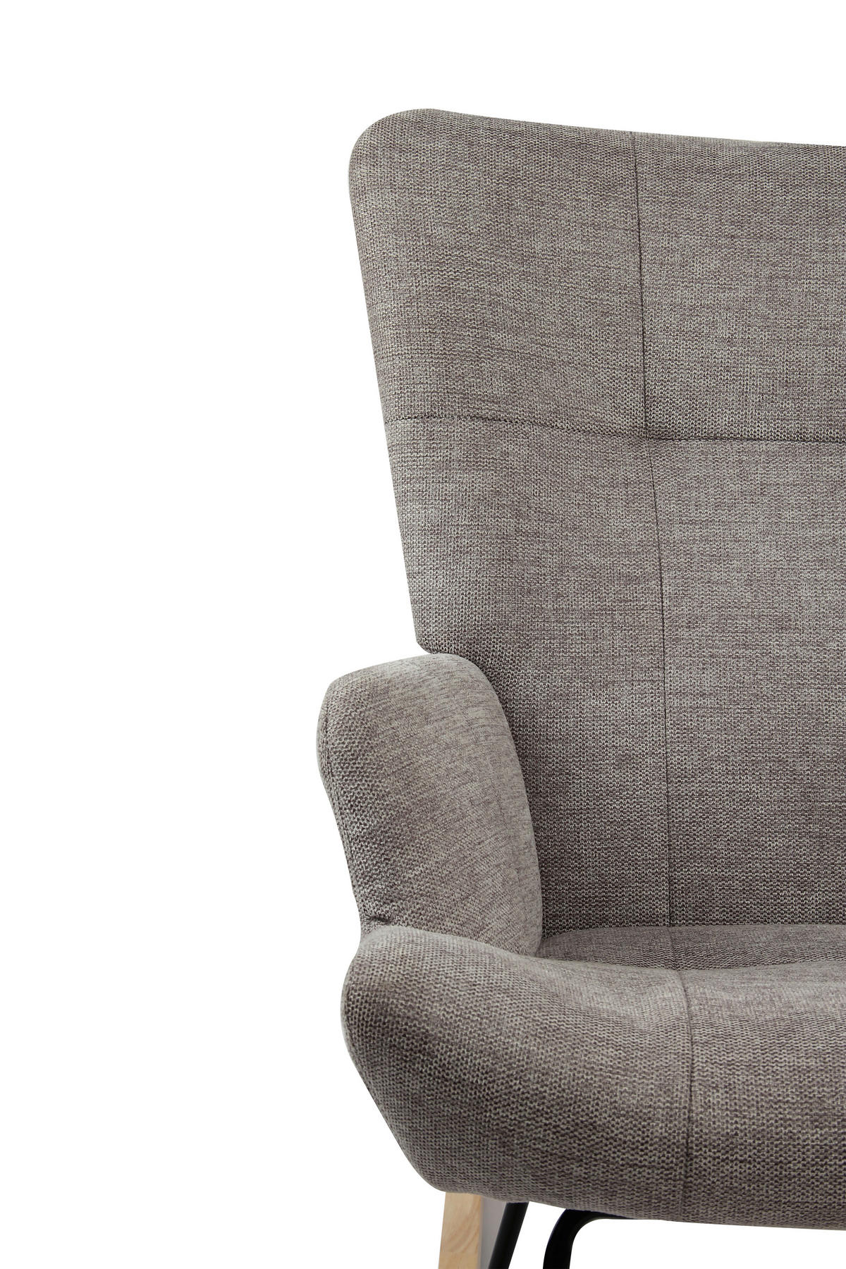SCHAUKELSTUHL in Webstoff Grau  - Schwarz/Naturfarben, MODERN, Holz/Textil (63/91/52cm) - Livetastic