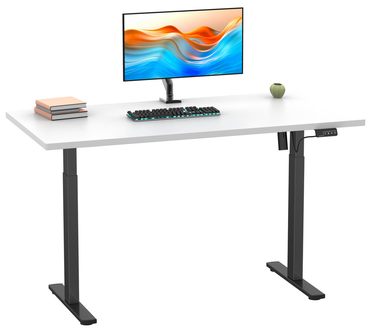SCHREIBTISCH  in Schwarz, Weiss  - Weiss/Silberfarben, Design, Holzwerkstoff/Metall (110/71/80cm) - MID.YOU