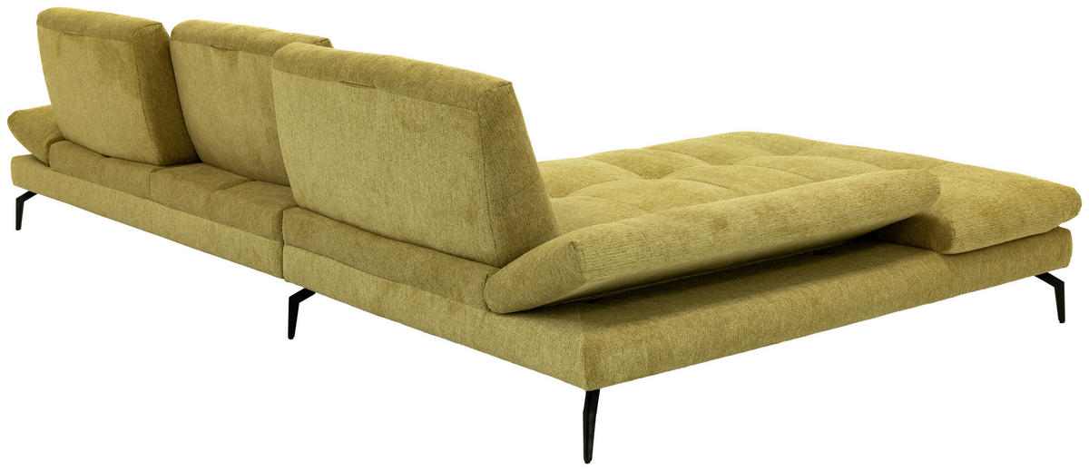 ECKSOFA Hellgelb Struktur Rücken echt  - Hellgelb/Schwarz, Design, Textil/Metall (203/340cm) - Chilliano