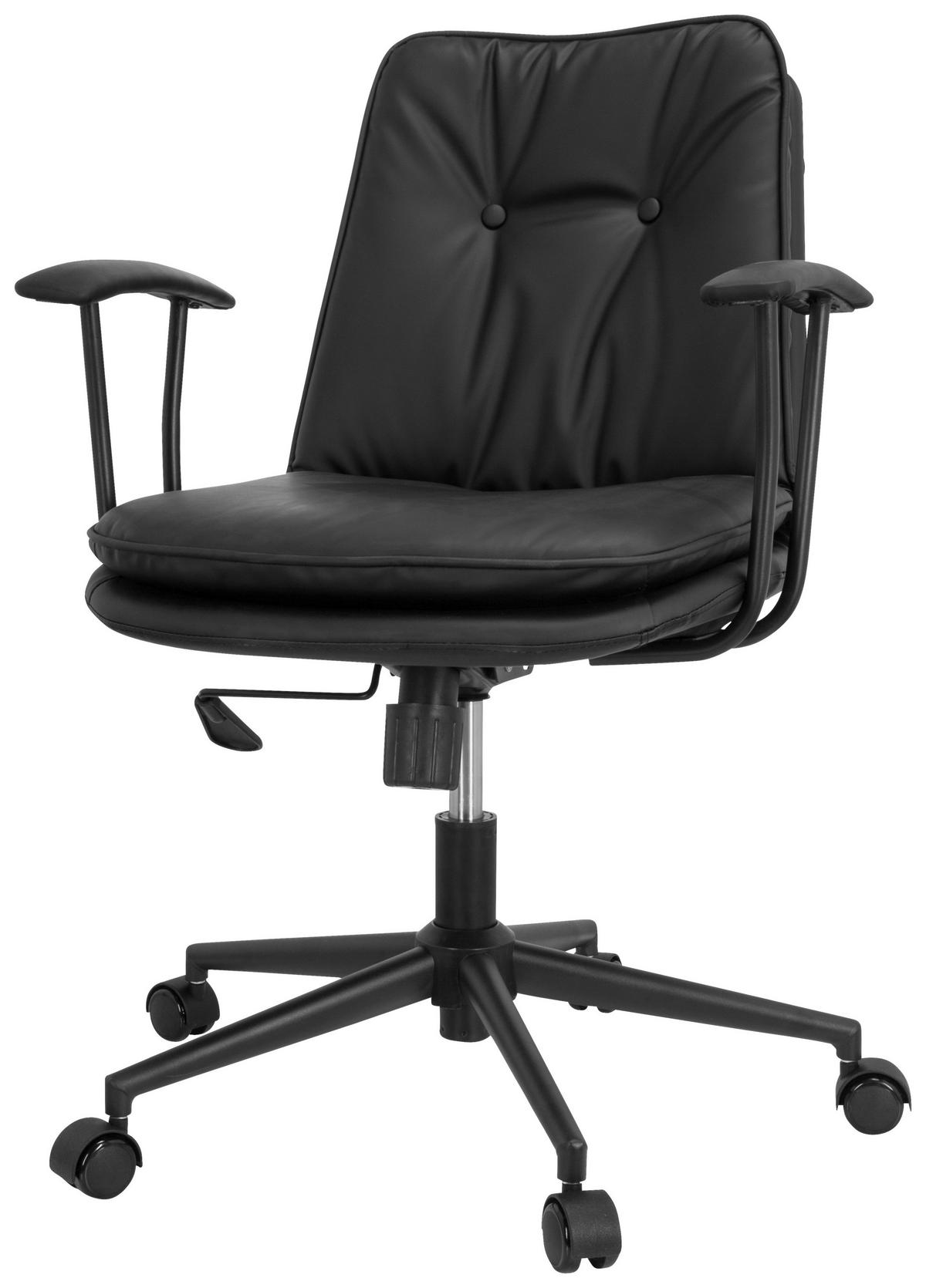 OTOČNÁ ŽIDLE, vzhled kůže, černá - černá, Basics, kov/textil (59/84/59cm) - MID.YOU