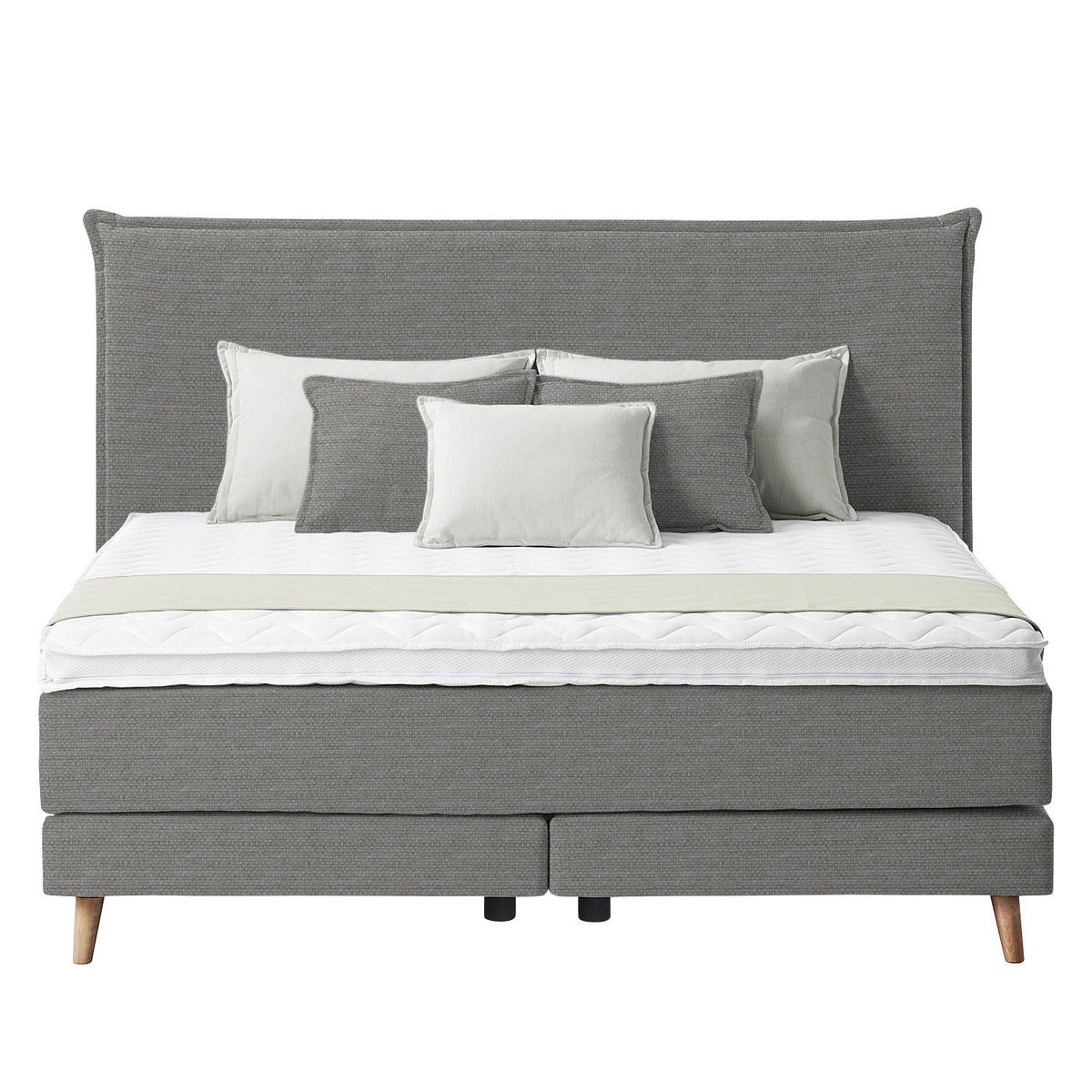 BOXSPRINGBETT 140/200 cm  in Graubraun  - Eichefarben/Graubraun, Design, Holzwerkstoff/Textil (140/200cm) - home24