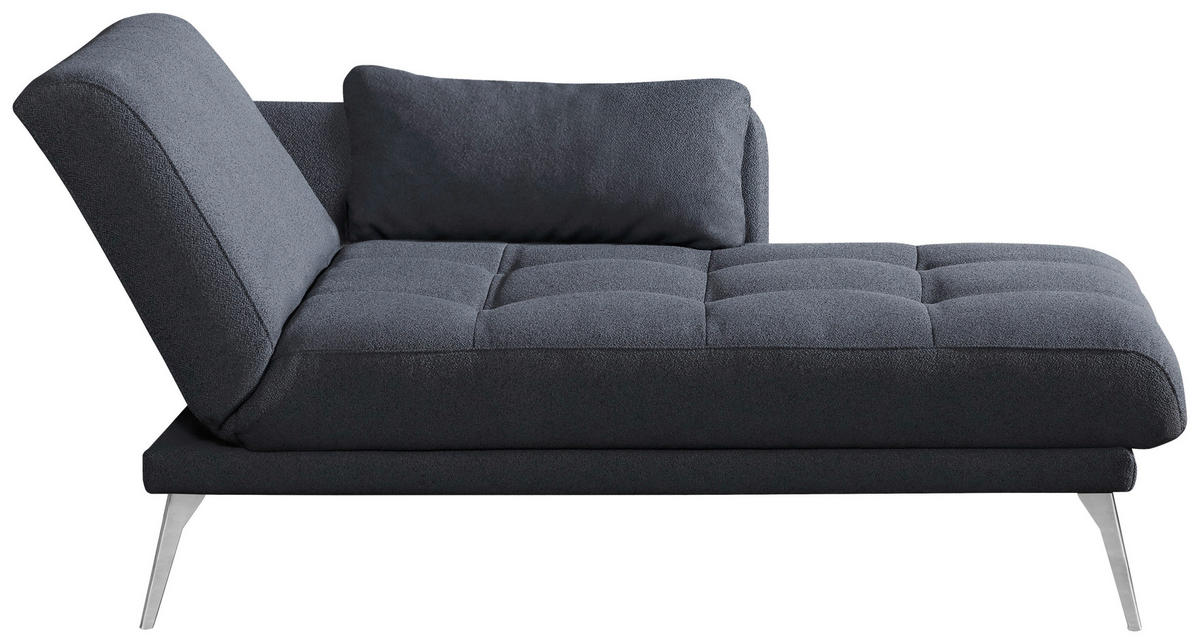 RÉCAMIERE Dunkelgrau  - Chromfarben/Dunkelgrau, Konventionell, Textil/Metall (200/85/106cm) - Novel