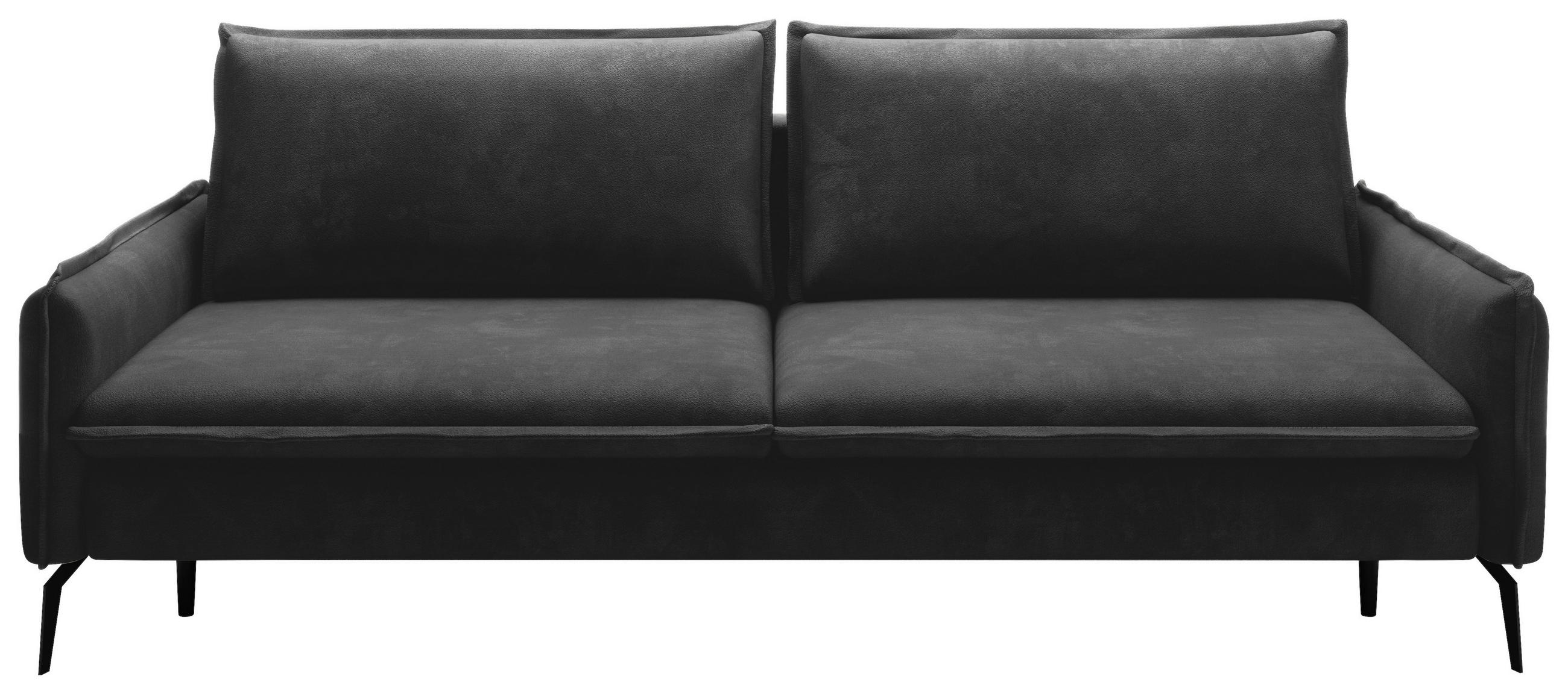 SCHLAFSOFA  mit Liegefunktion, Rücken echt Chenille Schwarz  - Schwarz, KONVENTIONELL, Textil/Metall (223/89/107cm) - Carryhome
