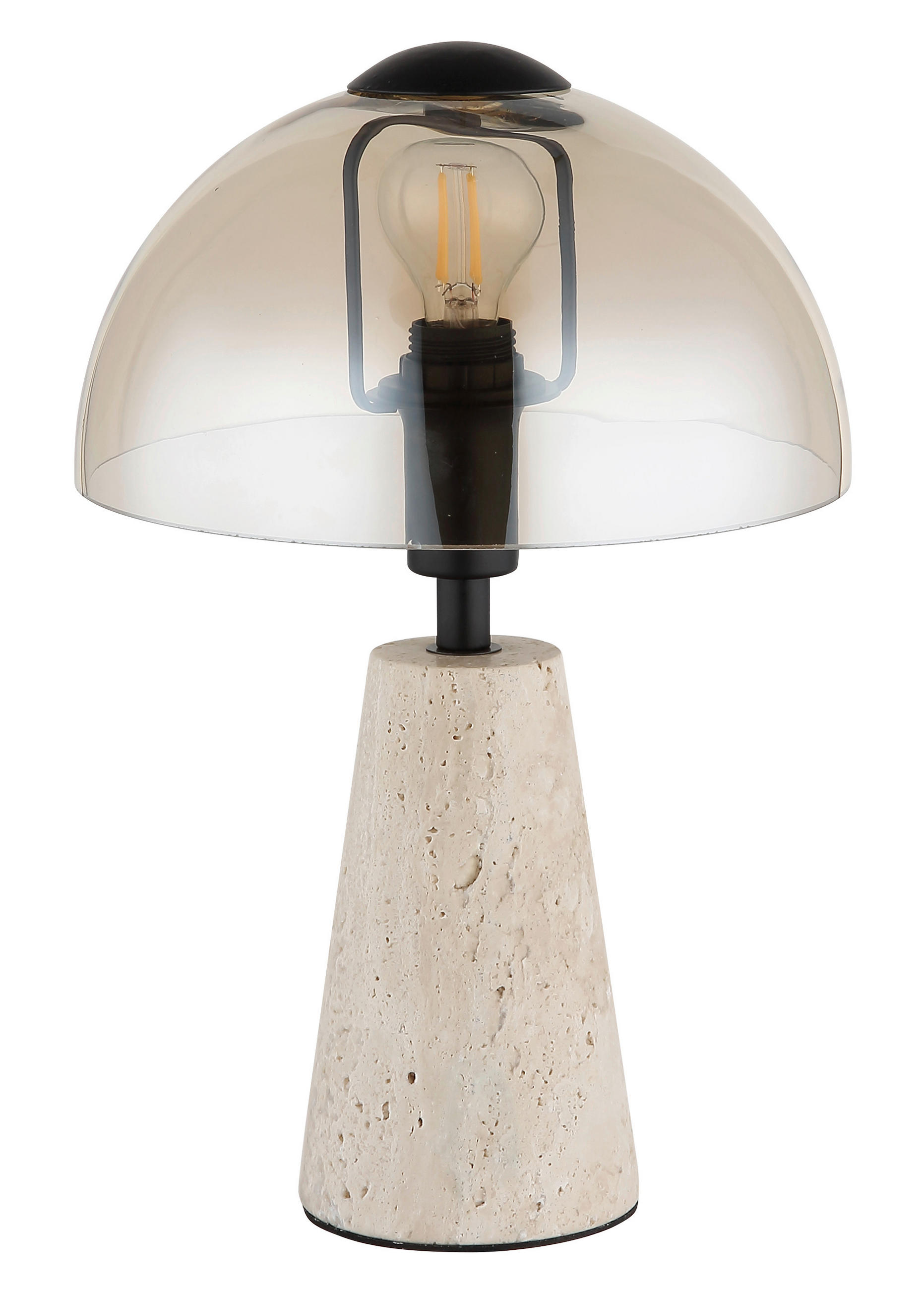 TISCHLEUCHTE 20/31 cm   - Bernsteinfarben/Schwarz, Basics, Glas/Metall (20/31cm) - Globo