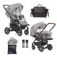 KINDERWAGENSET  F4 Air+   - Hellgrau/Schwarz, Basics, Textil/Metall (57/129/100cm) - Gesslein