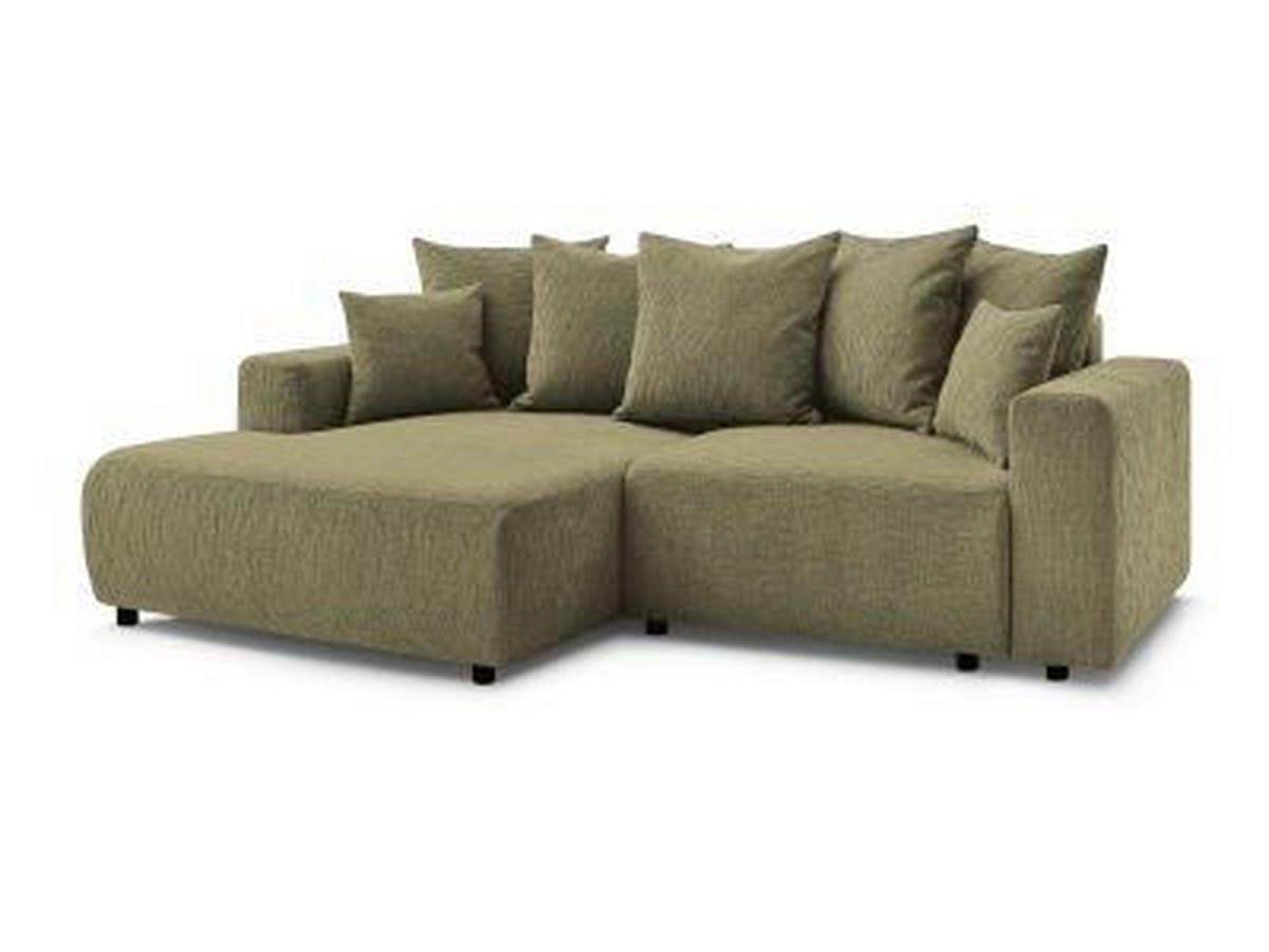 ECKSOFA Ottomane links  ATILLA Grün Struktur  - Schwarz/Grün, MODERN, Kunststoff/Textil (149/244cm)