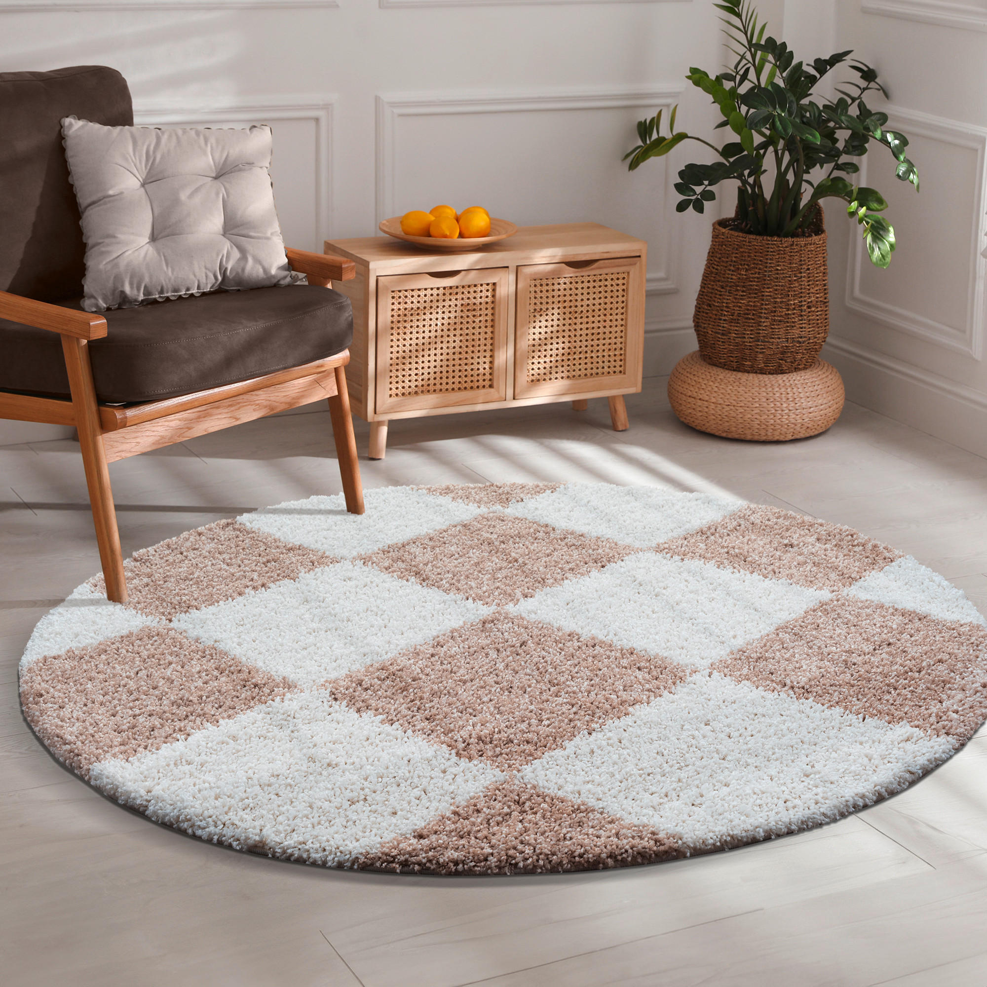 HOCHFLORTEPPICH 200 cm Milano Weiß, Beige  - Beige/Weiß, Basics, Kunststoff/Textil (200cm) - Novel