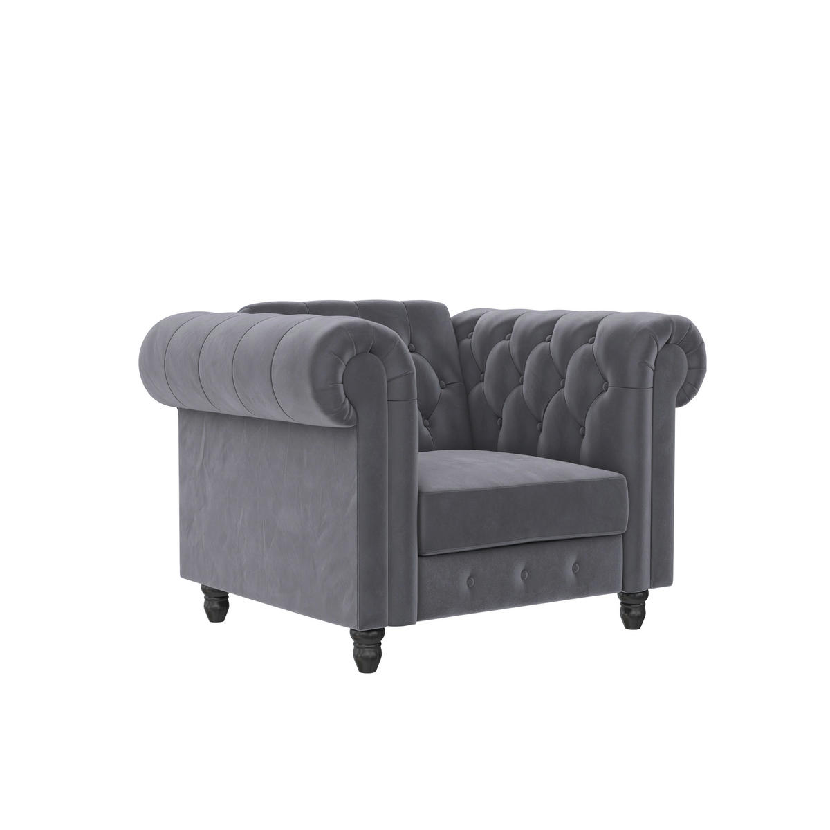 SESSEL in Velours Anthrazit  - Anthrazit/Schwarz, Basics, Holz/Textil (111/83/87cm) - Livetastic