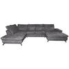 WOHNLANDSCHAFT Dunkelgrau Struktur  - Dunkelgrau/Schwarz, KONVENTIONELL, Textil/Metall (253/357/188cm) - Carryhome