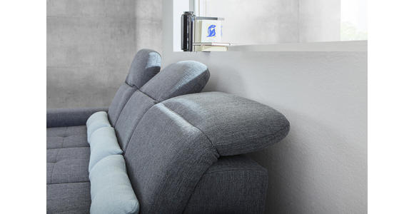 Wohnlandschaft inkl.Funktionen Grau, Hellblau Webstoff - Alufarben/Grau, KONVENTIONELL, Textil/Metall (216/286cm) - Cantus