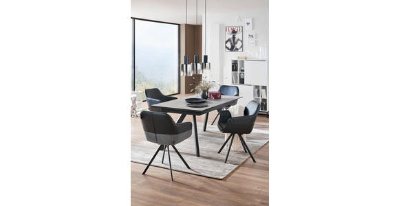 ESSTISCH in Metall, Glas, Keramik 180-260/95/76 cm - Schwarz/Grau, Design, Glas/Keramik (180-260/95/76cm) - Novel