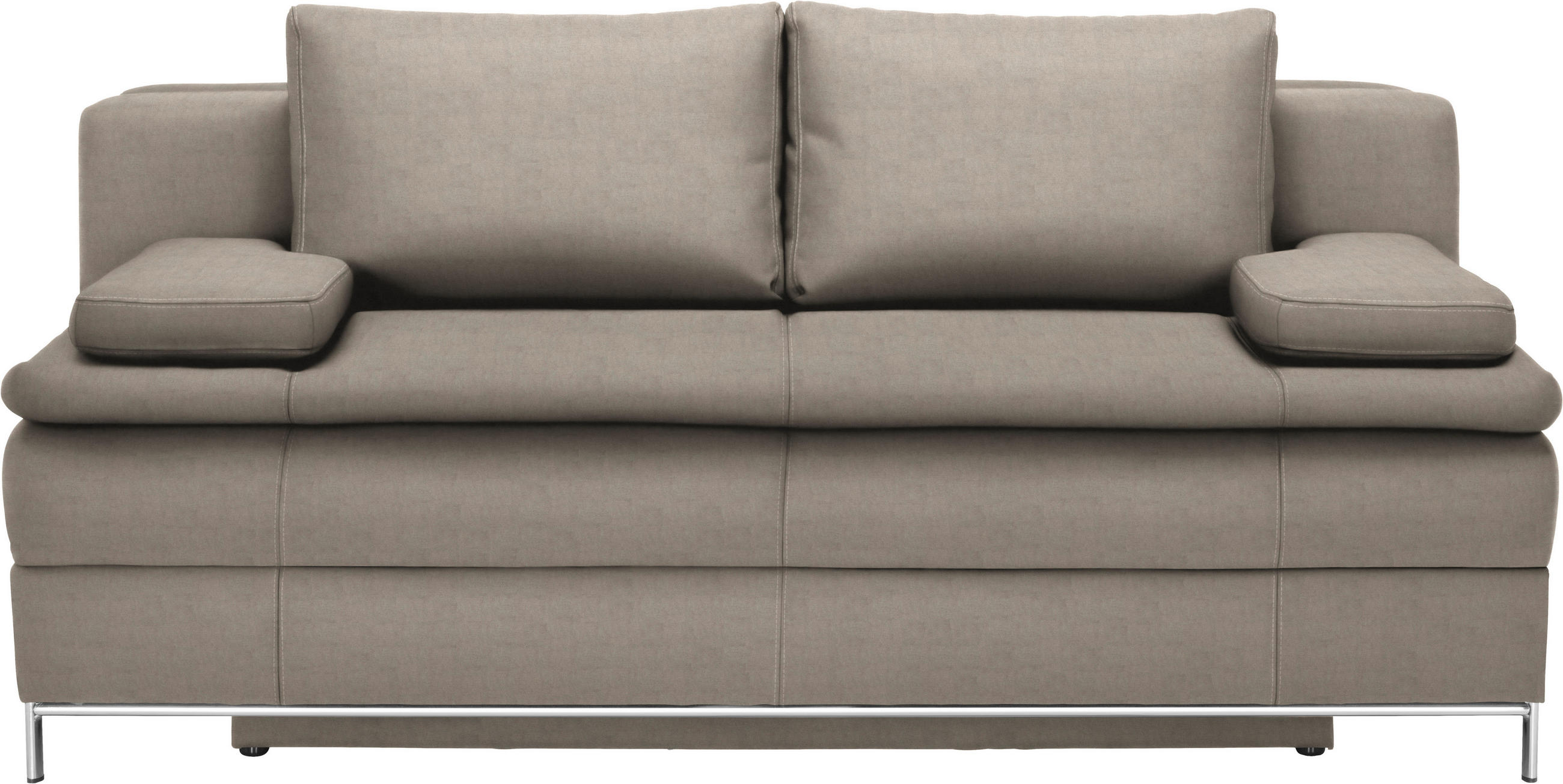 BOXSPRING KANAPÉ textil bézs  - bézs/króm, Design, textil/fém (200/93/107cm) - Novel