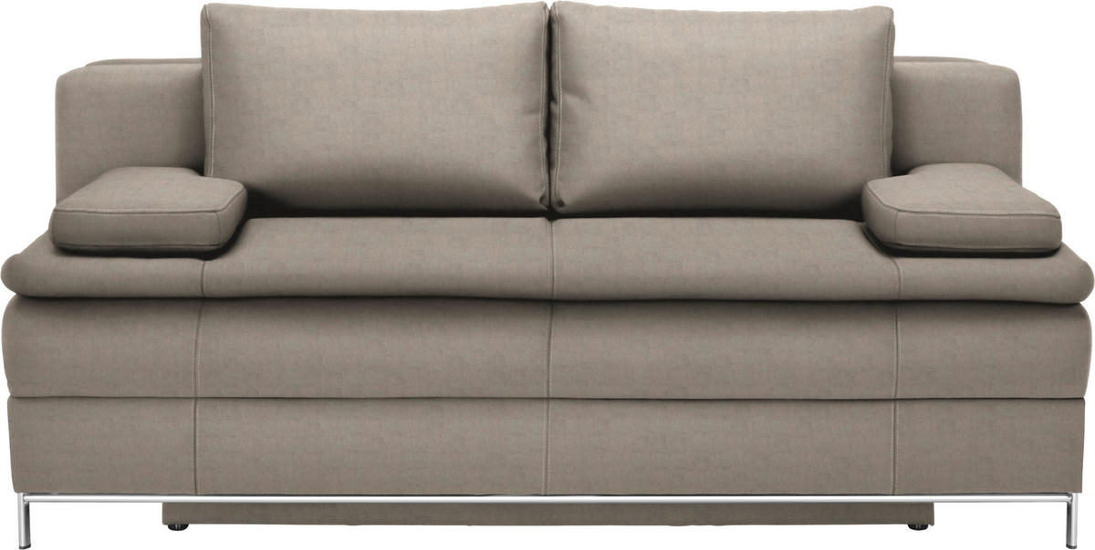 BOXSPRING KANAPÉ textil bézs  - bézs/króm, Design, textil/fém (200/93/107cm) - Novel