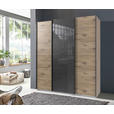 SCHWEBETÜRENSCHRANK  in Grau, Eichefarben  - Eichefarben/Schwarz, KONVENTIONELL, Glas/Holzwerkstoff (180/208/64cm) - Carryhome