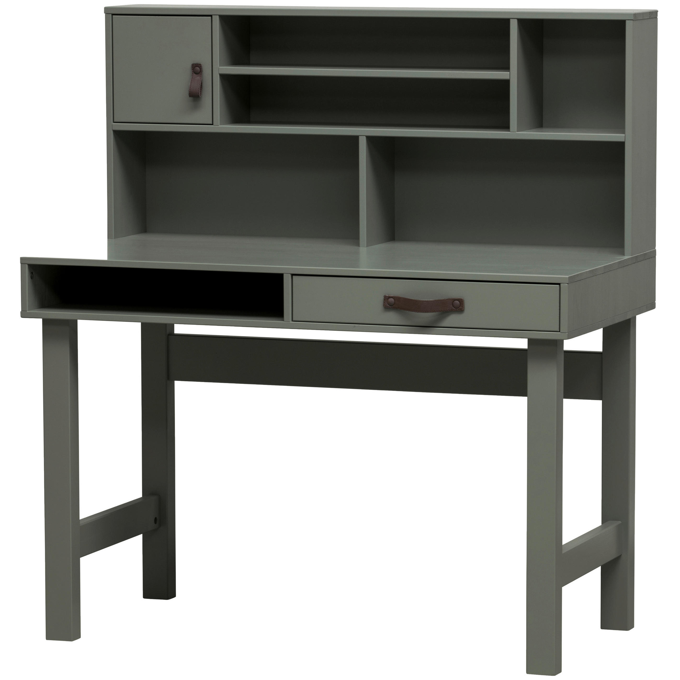 SCHREIBTISCH 110/58/122 cm  in Grün  - Braun/Grün, MODERN, Leder/Holz (110/58/122cm) - Livetastic