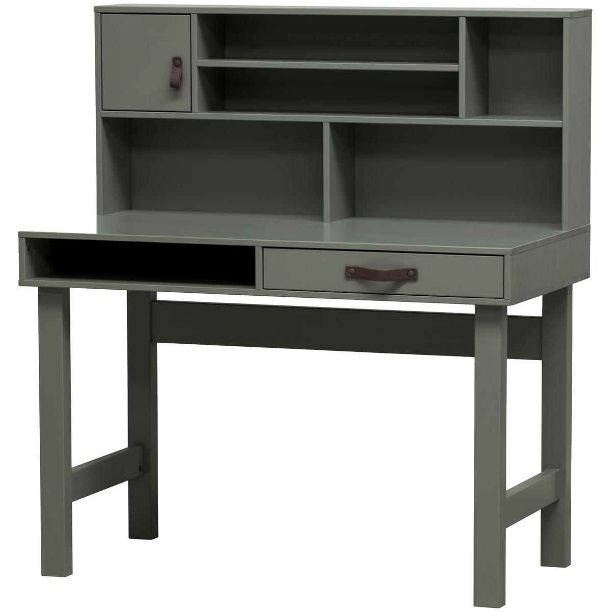 SCHREIBTISCH 110/58/122 cm  in Grün  - Braun/Grün, MODERN, Leder/Holz (110/58/122cm) - Livetastic