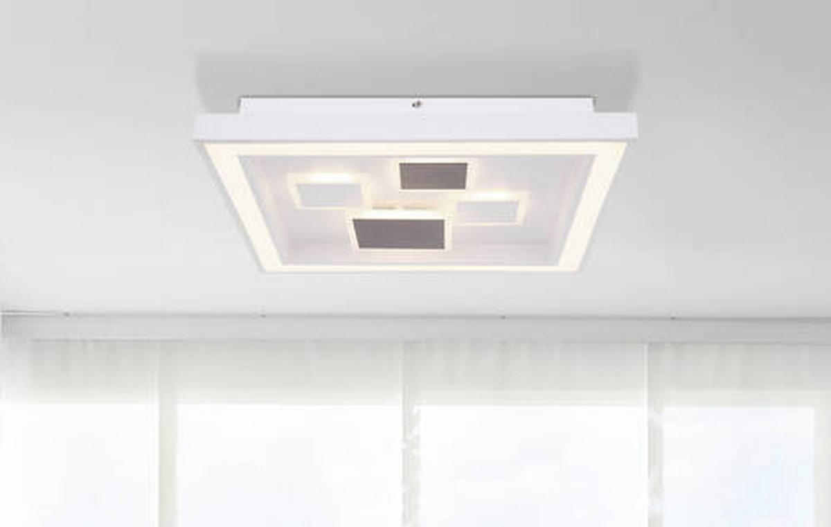 LED-TAKLAMPA 50 W 48/48/7 cm  - vit/opal, Design, metall/plast (48/48/7cm) - Globo