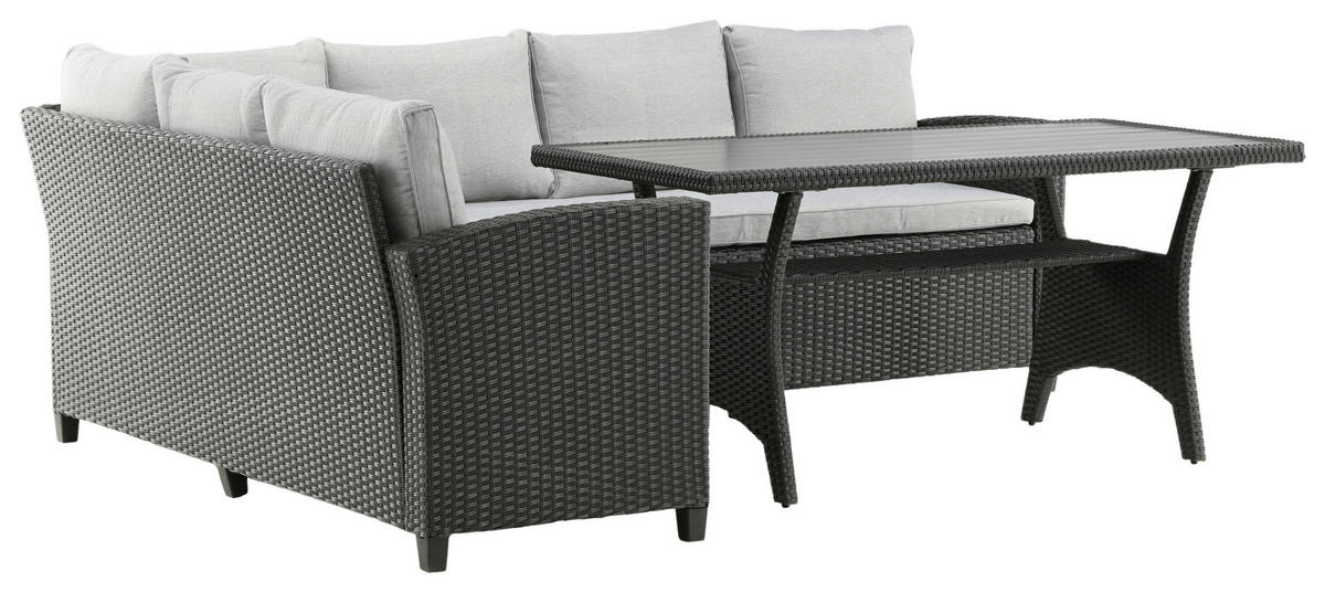 DINING-LOUNGESET  - Schwarz, KONVENTIONELL, Kunststoff (173/227cm) - Gardenson