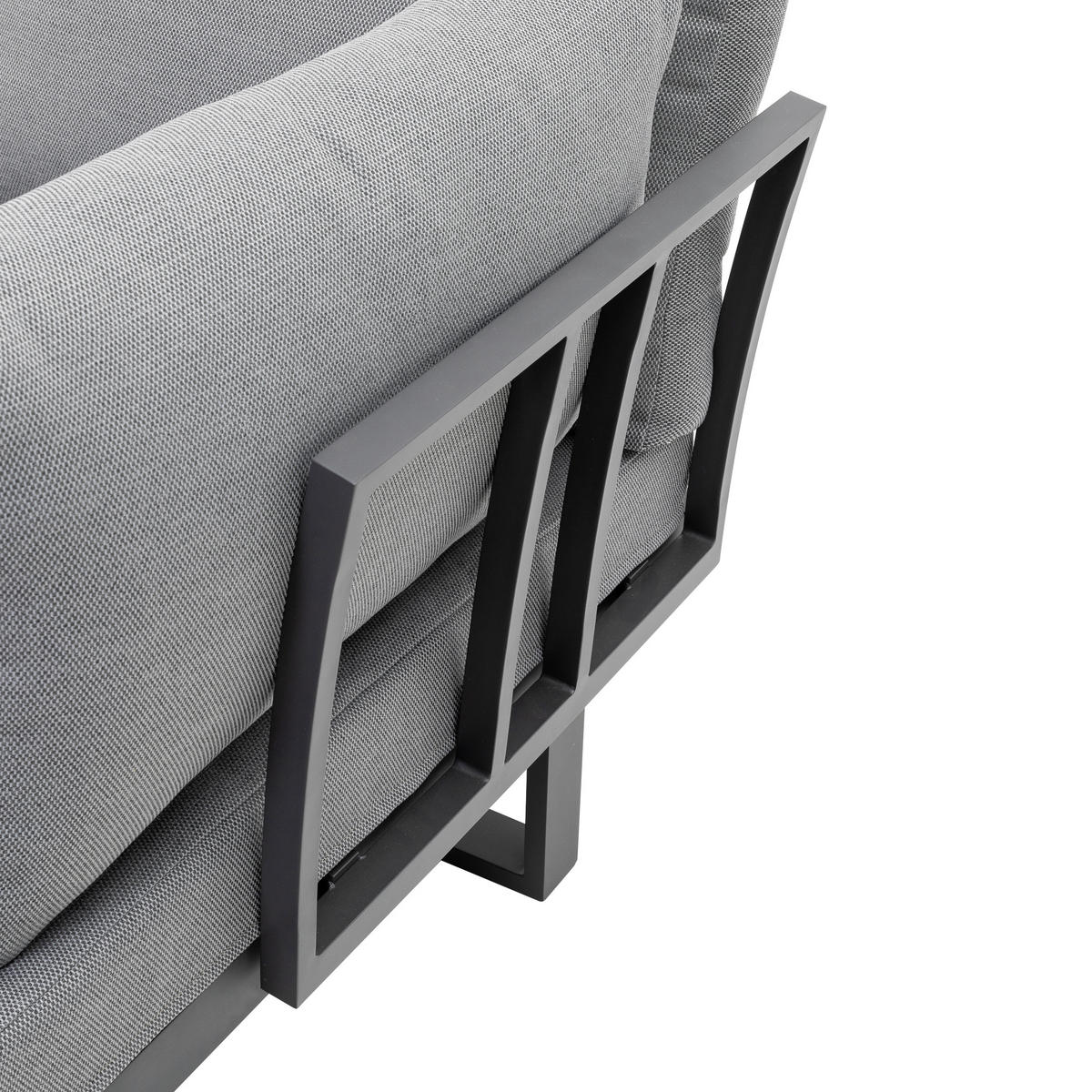 LOUNGEGARNITUR   253/70/175 cm Teakholz Aluminium  - Anthrazit/Grau, Basics, Holz/Textil (253/70/175cm) - Gardenson