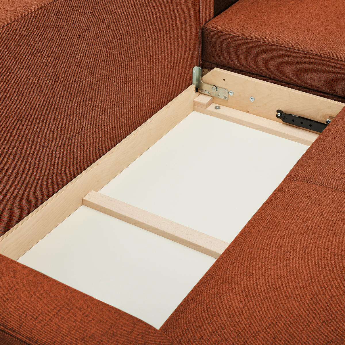 ECKSOFA in Flachgewebe Rostfarben  - Rostfarben/Eiche Wotan, Konventionell, Holz/Textil (255/157cm) - Carryhome
