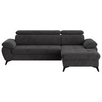 ECKSOFA in Dunkelgrau  - Schlammfarben/Dunkelgrau, Textil/Metall (261/166cm) - MID.YOU